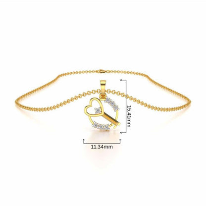 Heart Key Silver Pendant - Yellow Gold - Image 4