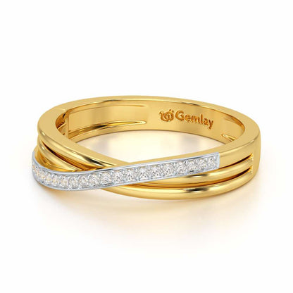 Three Crossing Silver Ring - Yellow Gold - Image 3