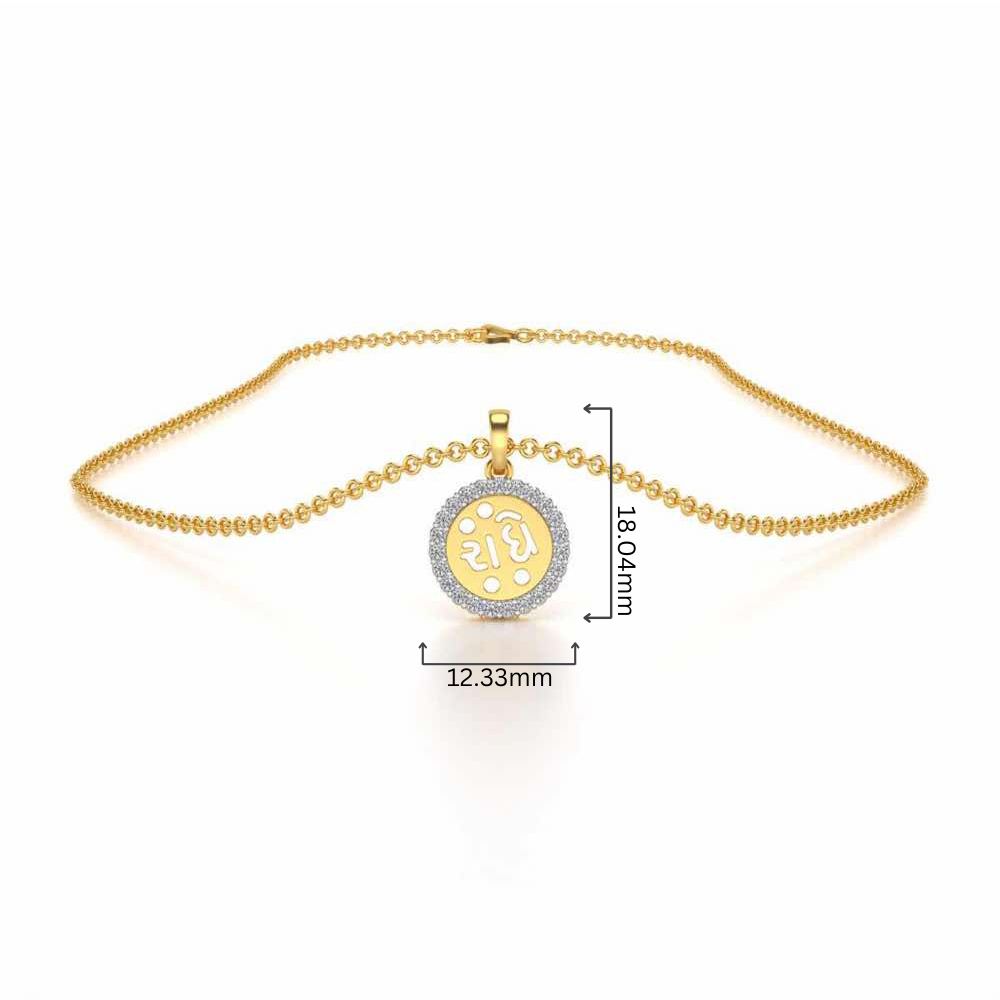 Radhe Silver Pendant - Yellow Gold - Image 4