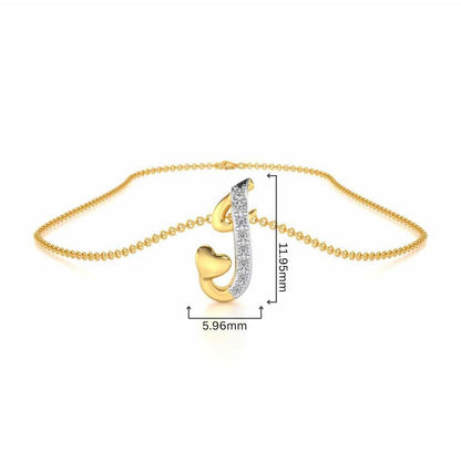 Lovely J Silver Pendant - Yellow Gold - Image 4