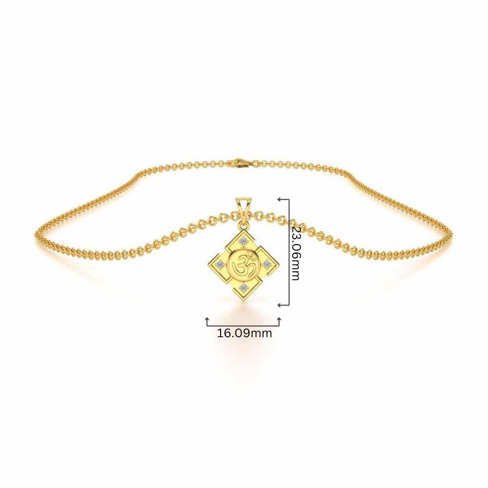 Om Silver Pendant - Yellow Gold - Image 4