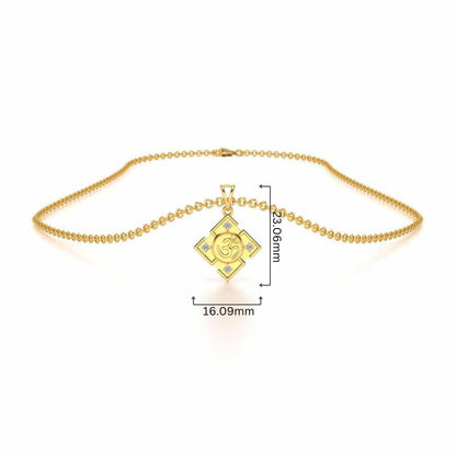Om Silver Pendant - Yellow Gold - Image 4