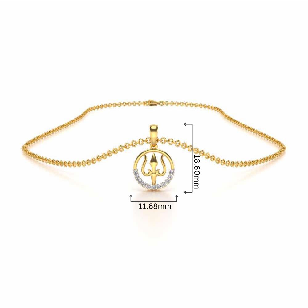 Trident Silver Pendant - Yellow Gold - Image 4