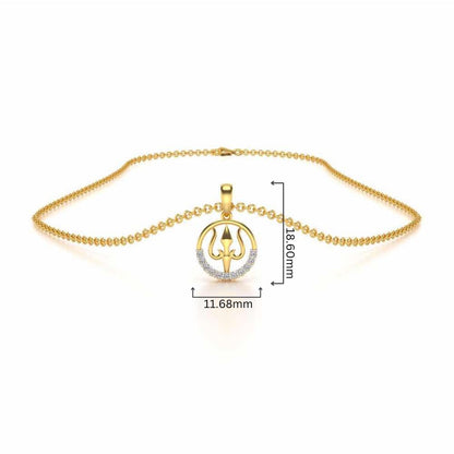 Trident Silver Pendant - Yellow Gold - Image 4