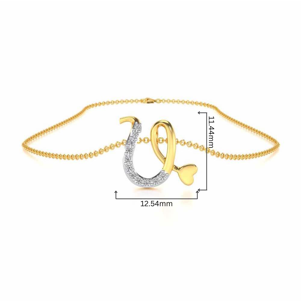 Lovely U Silver Pendant - Yellow Gold - Image 4
