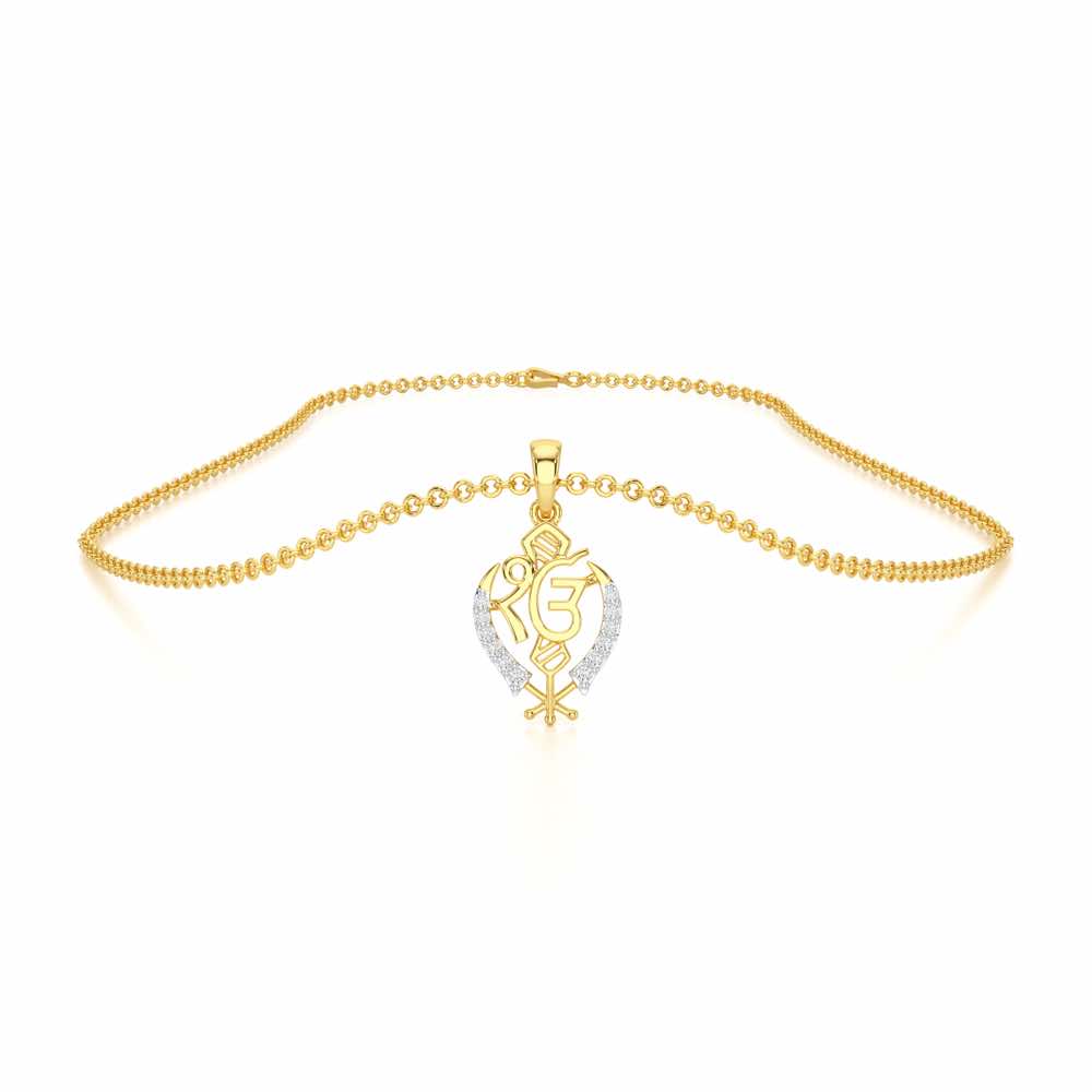 Onkar Supreme Silver Pendant - Yellow Gold - Image 3