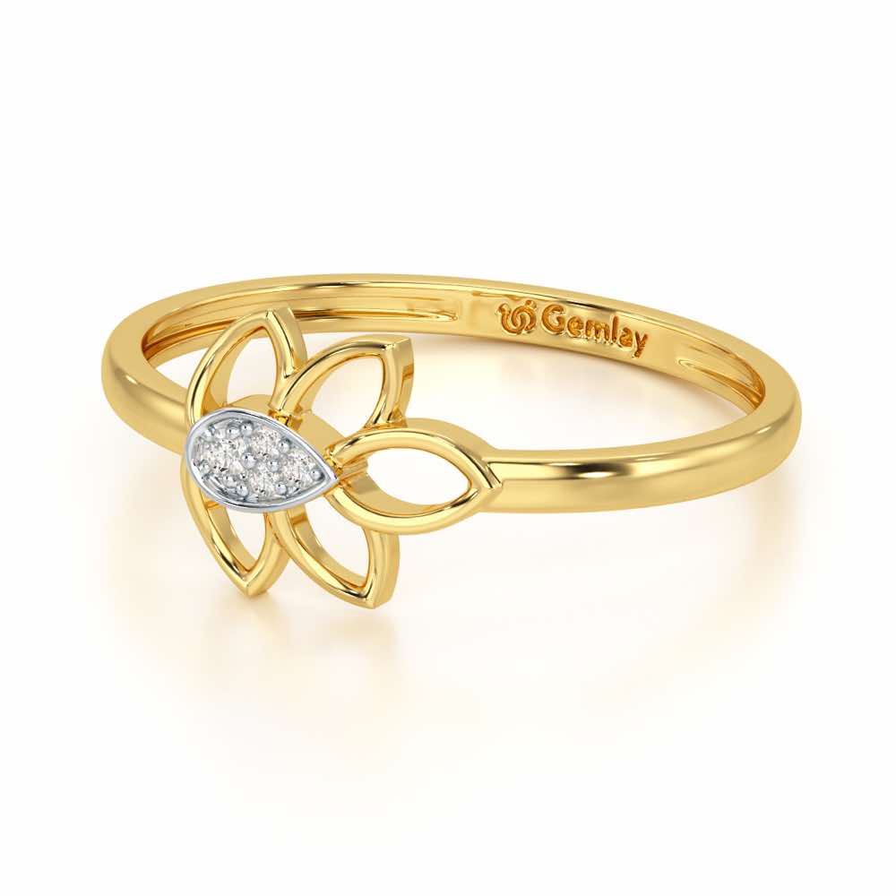 Side Vine Silver Ring - Yellow Gold - Image 3
