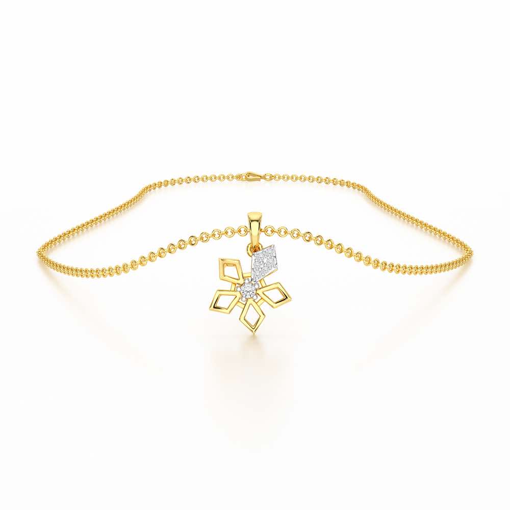Floral radiance Silver Pendant - Yellow Gold - Image 3