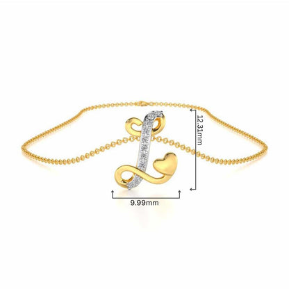 Lovely L Silver Pendant - Yellow Gold - Image 4
