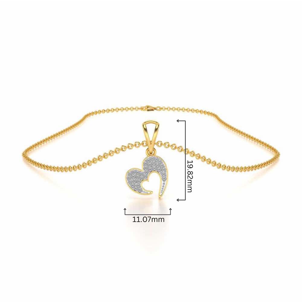 Crescent Heart Silver Pendant - Yellow Gold - Image 4