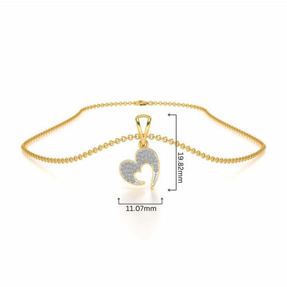 Crescent Heart Silver Pendant - Yellow Gold - Image 4