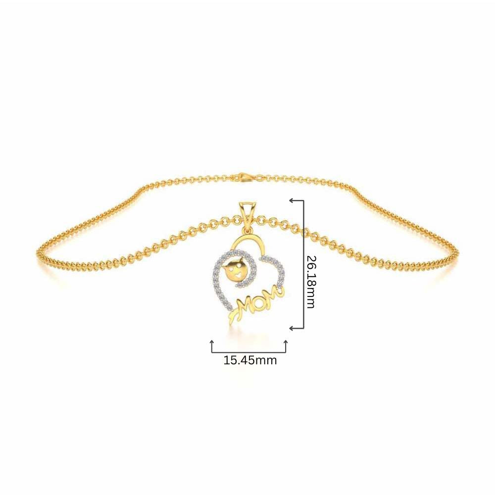 Mom's Heart Silver Pendant - Yellow Gold - Image 4