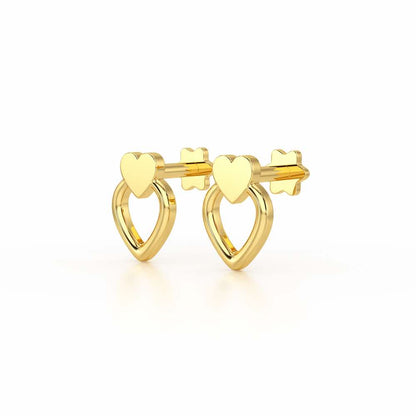 Mini Hearts Silver Earrings - Yellow Gold - Image 3