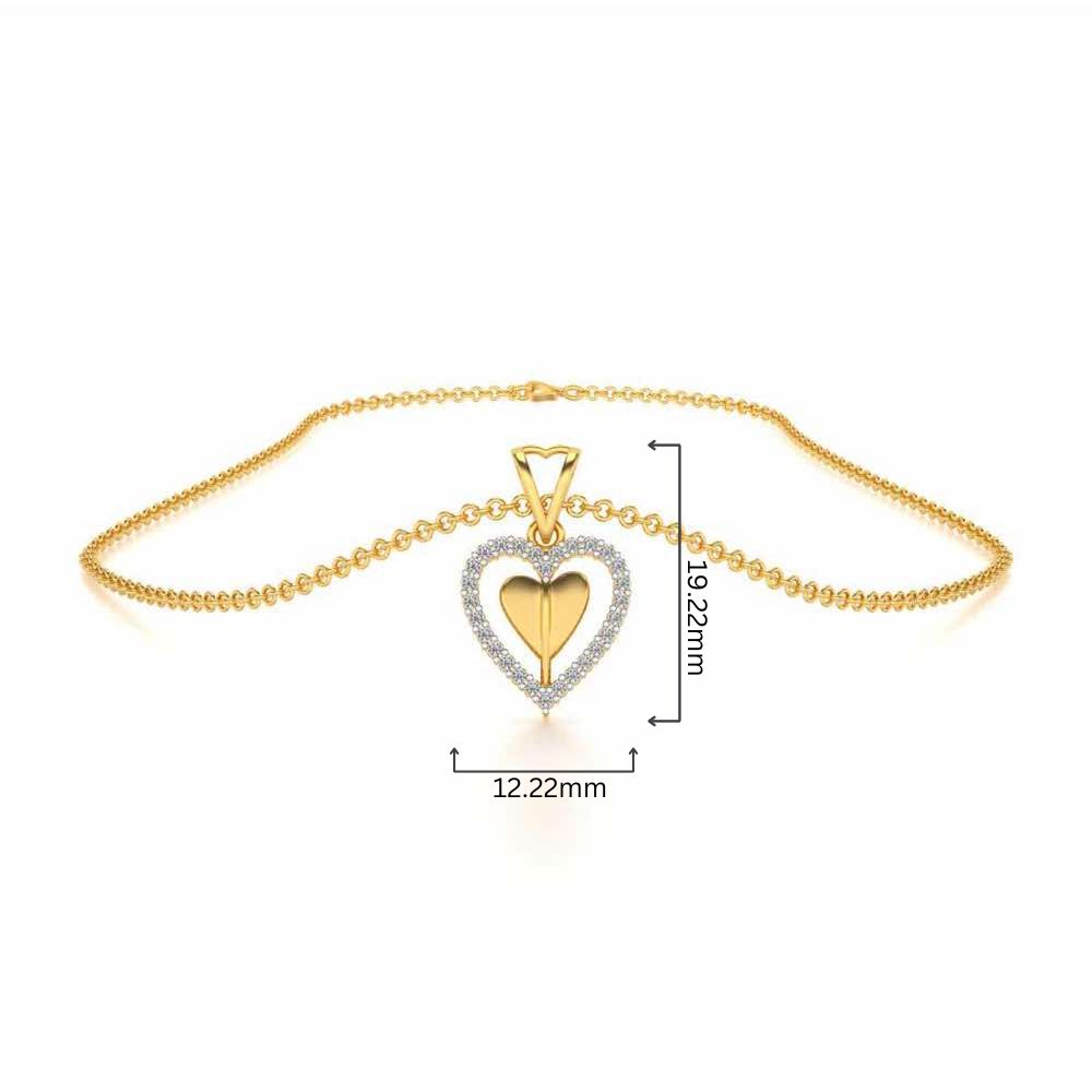 Engraved Heart Silver Pendant - Yellow Gold - Image 4