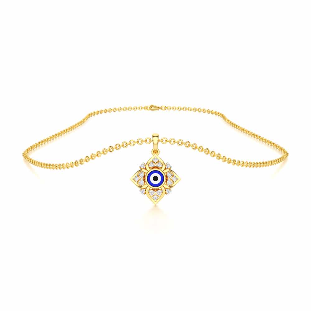Watchful Charm Silver Pendant - Yellow Gold - Image 3