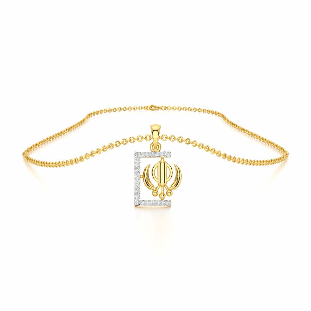 Khalsa Aura Silver Pendant - Yellow Gold - Image 3