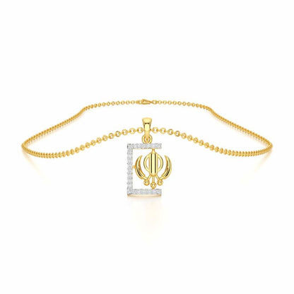 Khalsa Aura Silver Pendant - Yellow Gold - Image 3
