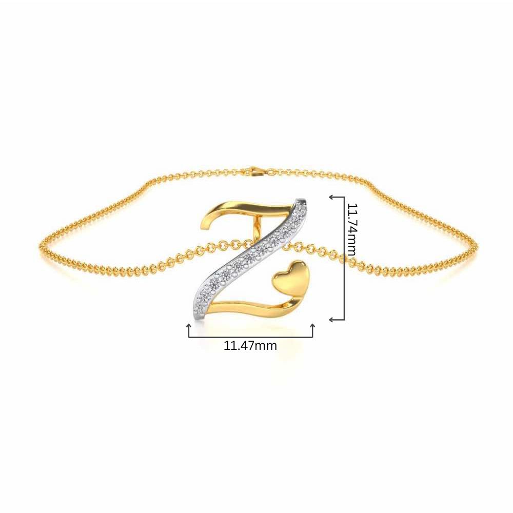 Lovely Z Silver Pendant - Yellow Gold - Image 4