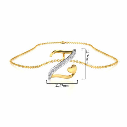 Lovely Z Silver Pendant - Yellow Gold - Image 4