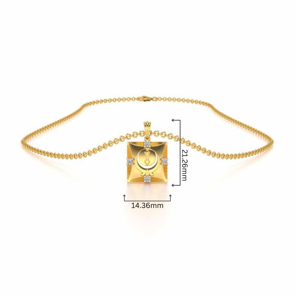 Khalsa Silver Pendant - Yellow Gold - Image 4