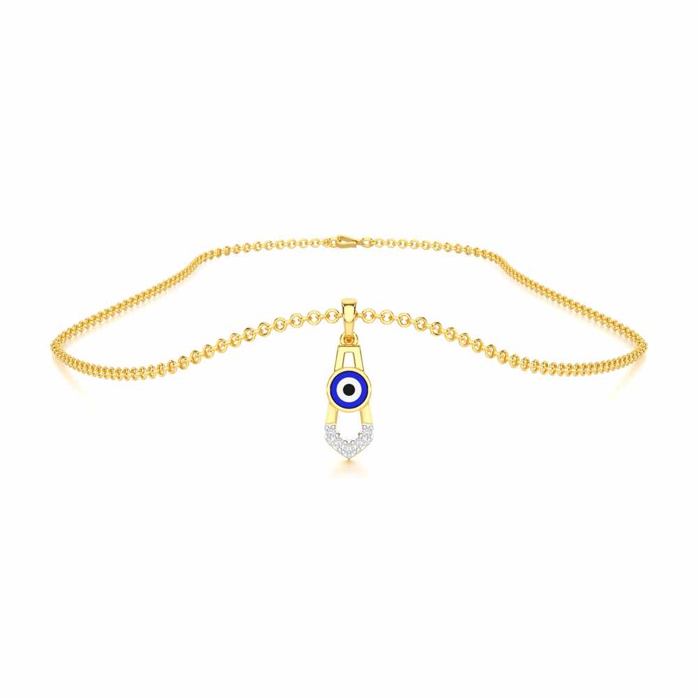 Guardian Gaze Silver Pendant - Yellow Gold - Image 3