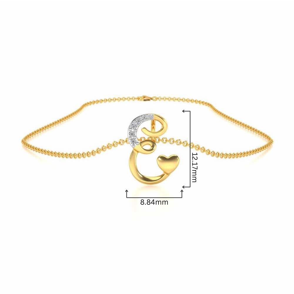 Lovely E Silver Pendant - Yellow Gold - Image 4