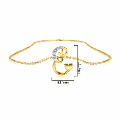 Lovely E Silver Pendant - Yellow Gold - Image 4