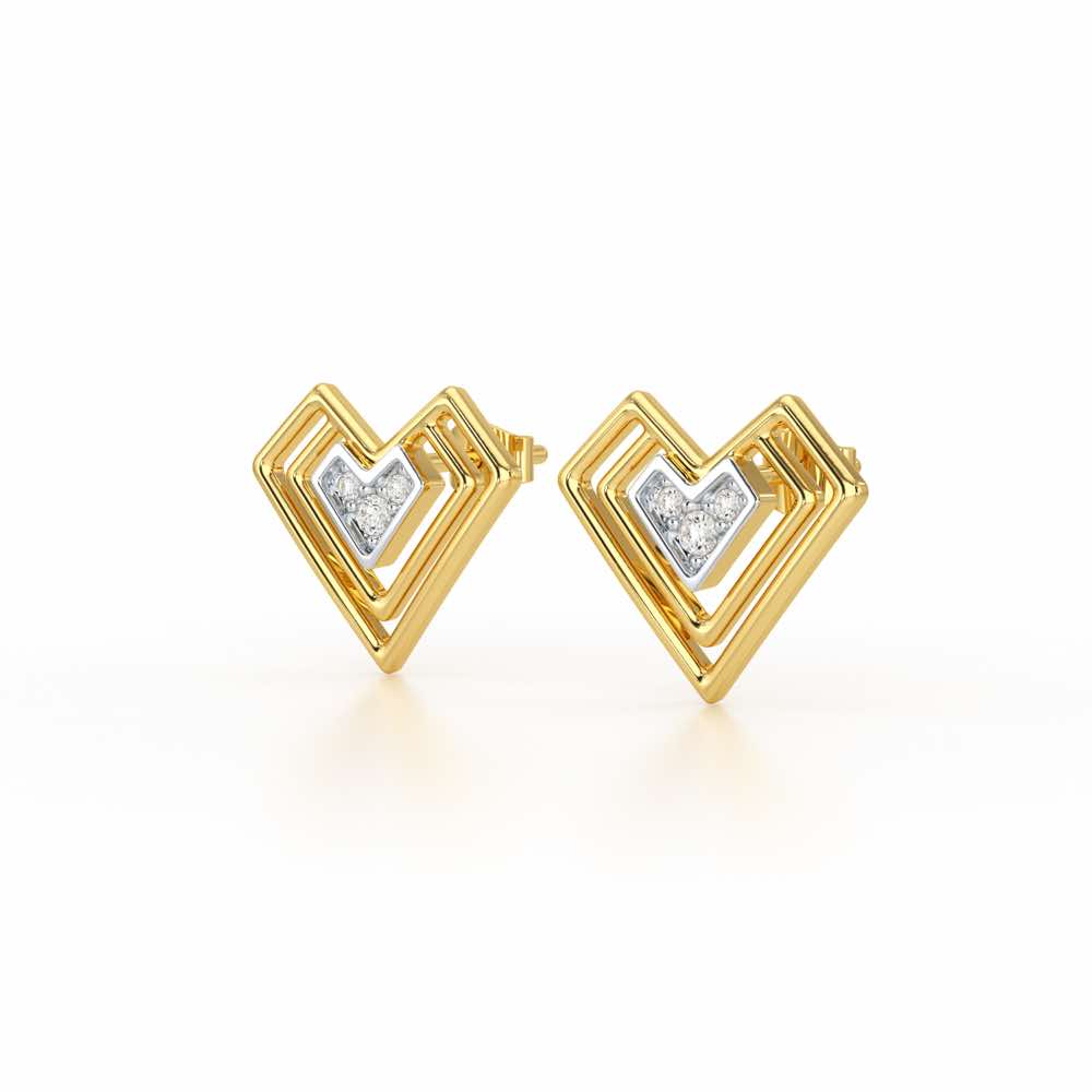 Perfect Pointers Silver Earring Studs - Yellow Gold - Image 3