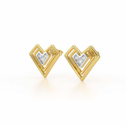 Perfect Pointers Silver Earring Studs - Yellow Gold - Image 3