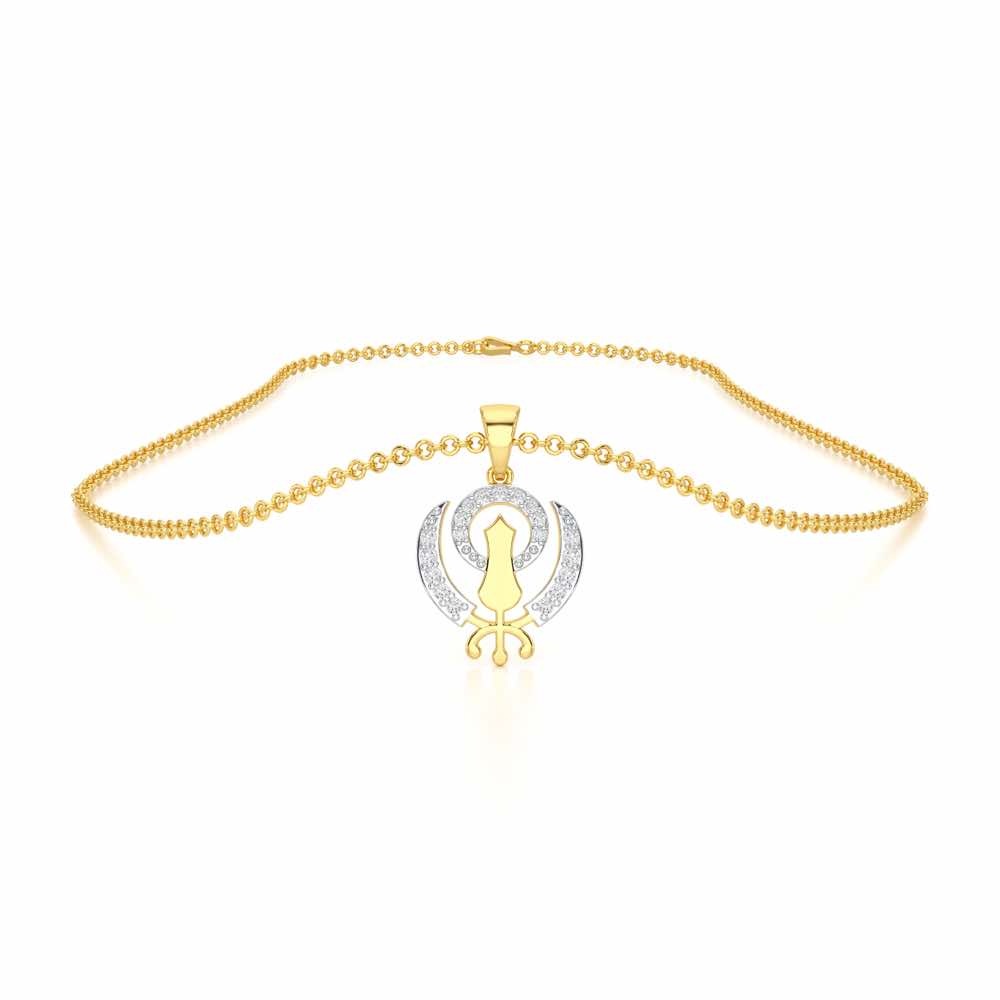 Khalsa Eternal Silver Pendant - Yellow Gold - Image 3