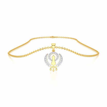 Khalsa Eternal Silver Pendant - Yellow Gold - Image 3
