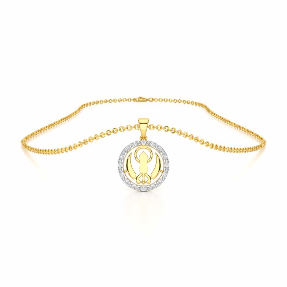 Khalsa Blessing Silver Pendant - Yellow Gold - Image 3