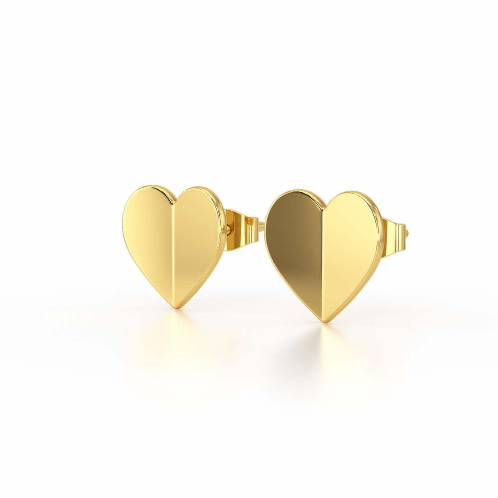 Trinket Heart Silver Earring Studs - Yellow Gold - Image 3