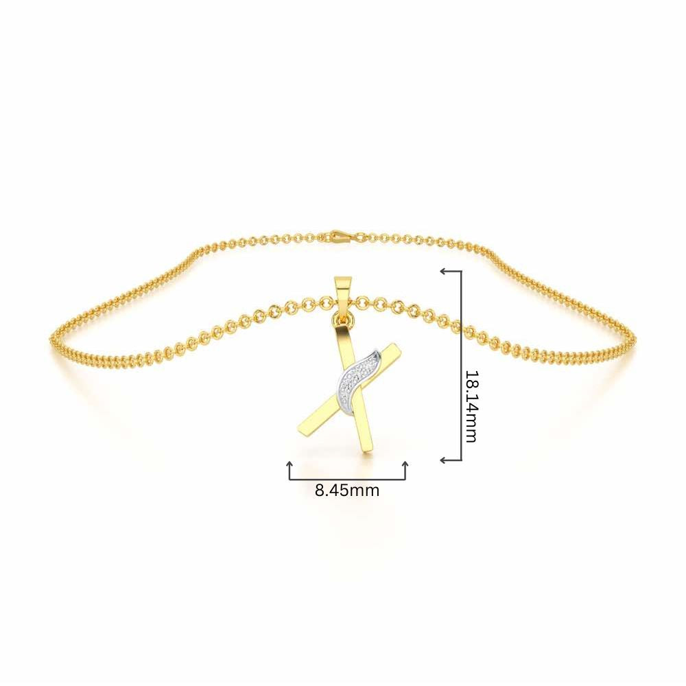 X-Spark Silver Pendant - Yellow Gold - Image 4