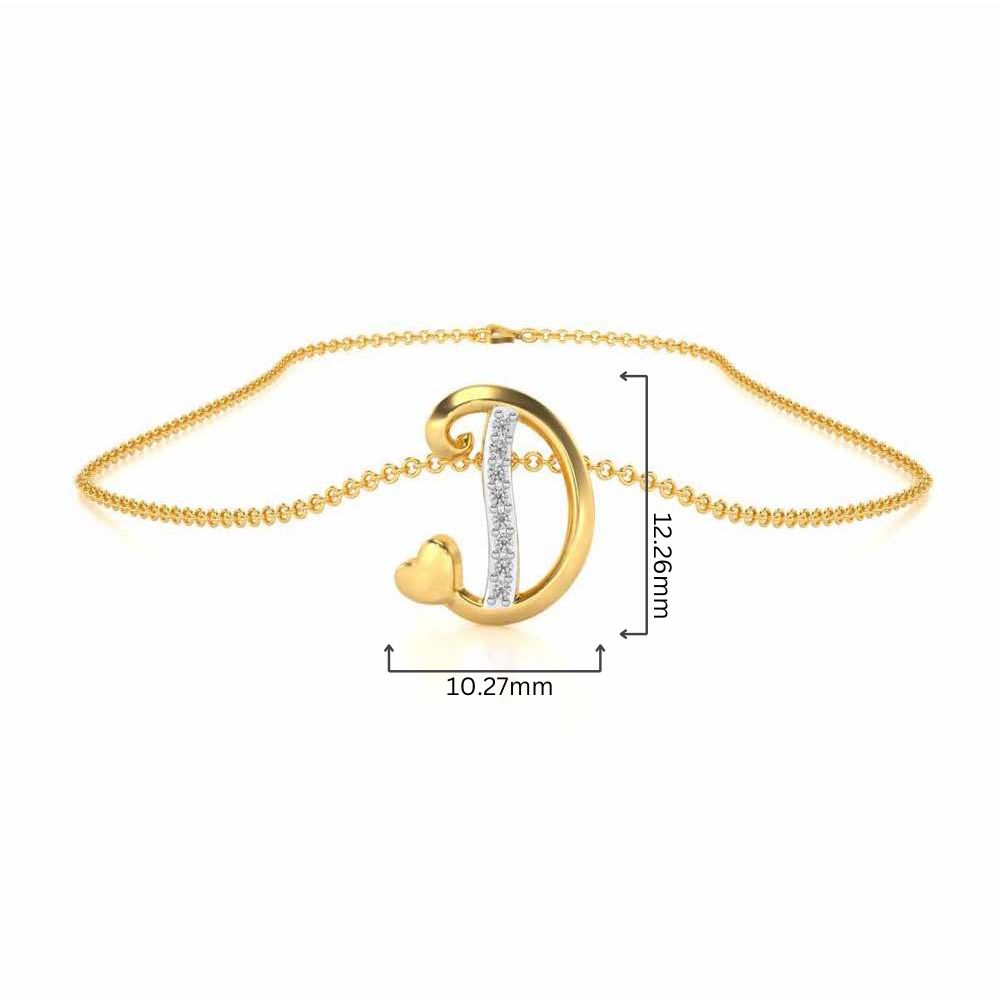 Lovely D Silver Pendant - Yellow Gold - Image 4