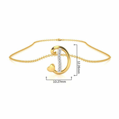Lovely D Silver Pendant - Yellow Gold - Image 4