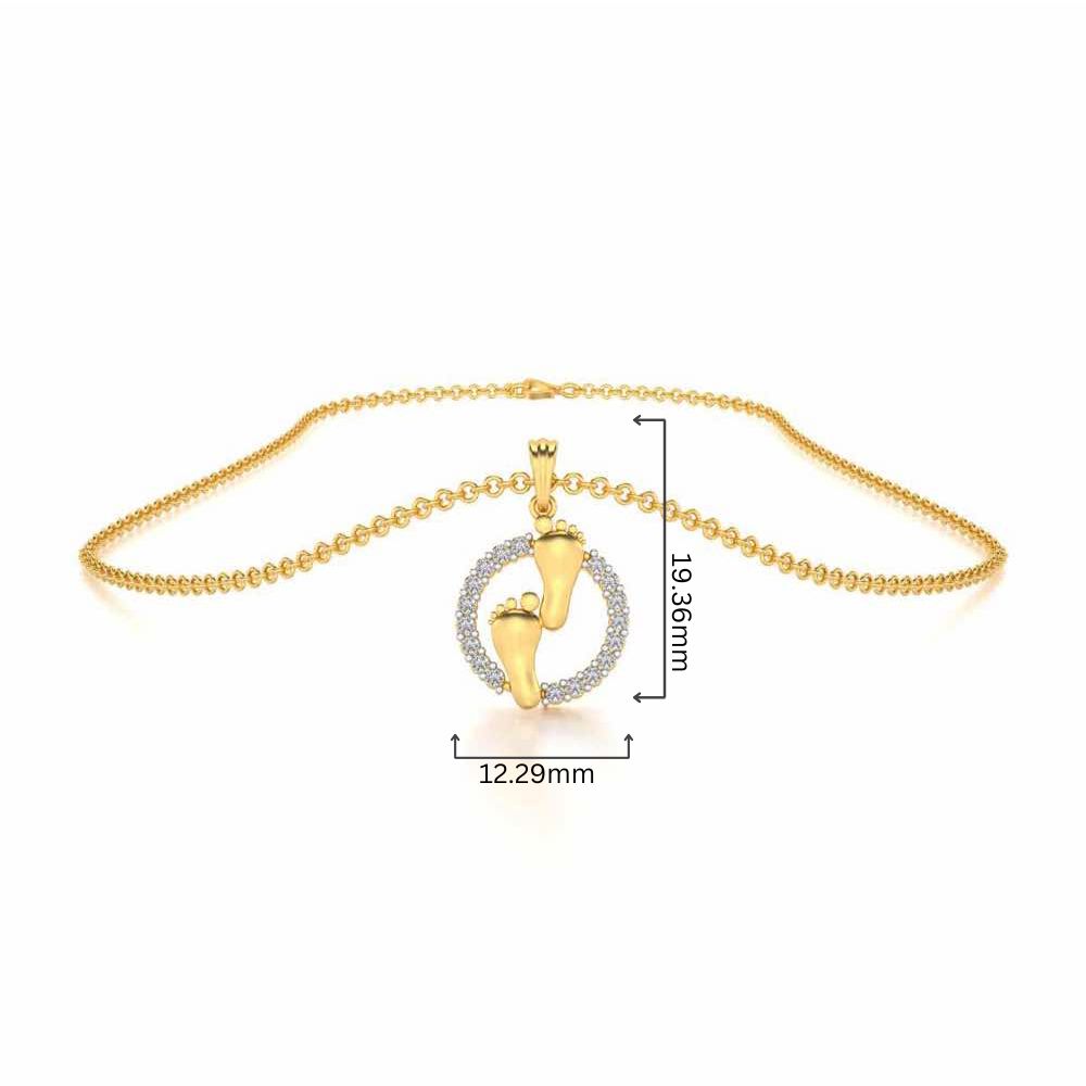 Tiny Feet Silver Pendant - Yellow Gold - Image 4