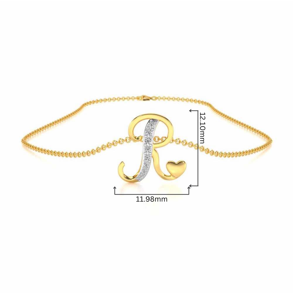 Lovely R Silver Pendant - Yellow Gold - Image 4