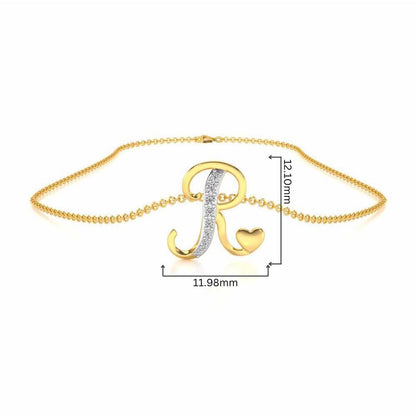 Lovely R Silver Pendant - Yellow Gold - Image 4