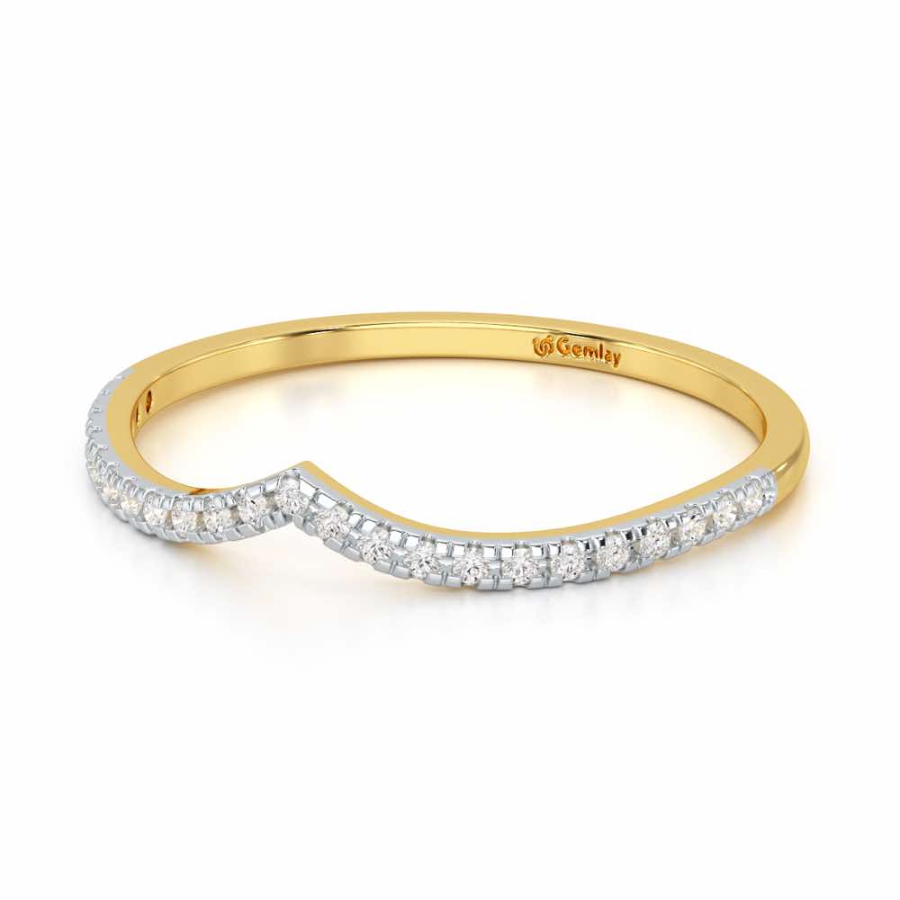 Velvet V Women Silver Ring - Yellow Gold - Image 3
