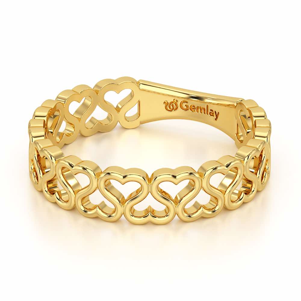 Heart Ziggle Silver Ring - Yellow Gold - Image 3