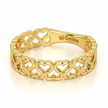 Heart Ziggle Silver Ring - Yellow Gold - Image 3