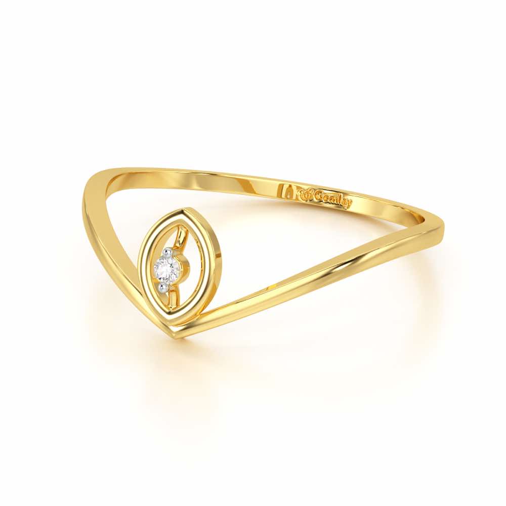 Vertical Eye Silver Ring - Yellow Gold - Image 3