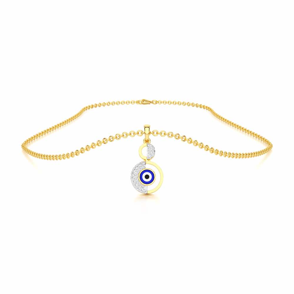 Evil Eye Sentinel Silver Pendant - Yellow Gold - Image 3