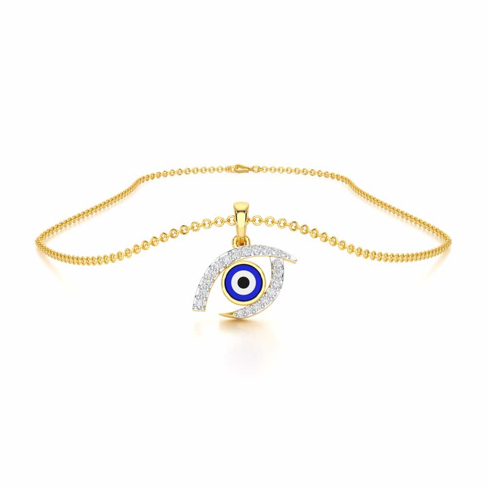 Evil Eye Charm Silver Pendant - Yellow Gold - Image 3