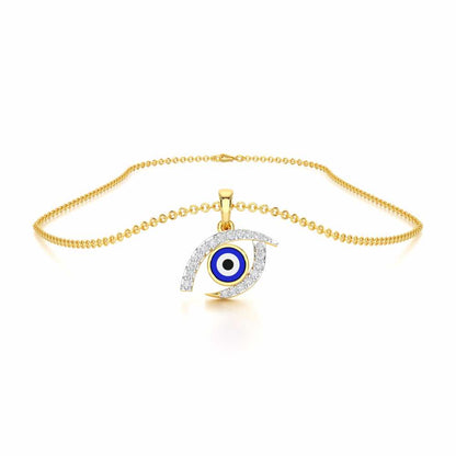 Evil Eye Charm Silver Pendant - Yellow Gold - Image 3