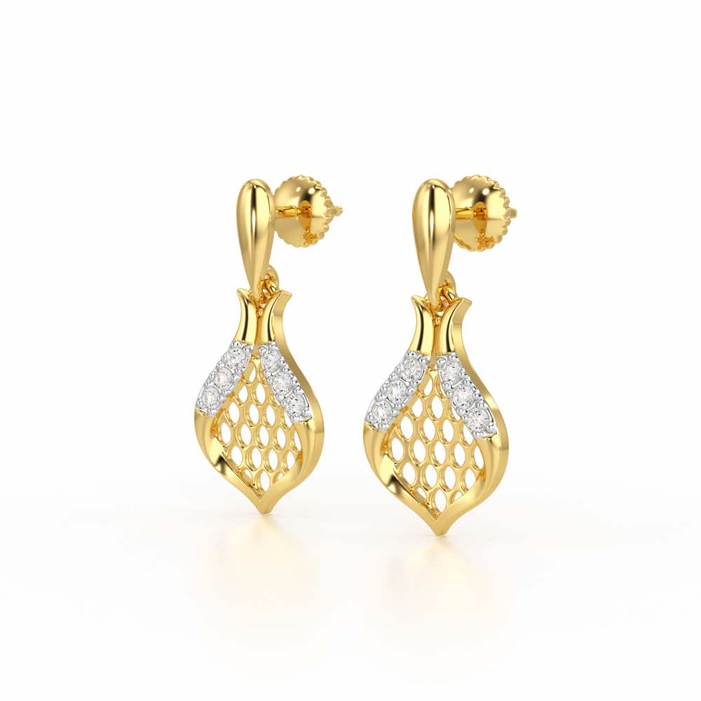 Pasha Elegance Dangler Silver Earrings - Yellow Gold - Image 3
