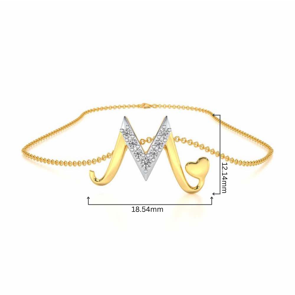 Lovely M Silver Pendant - Yellow Gold - Image 4