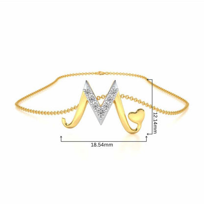 Lovely M Silver Pendant - Yellow Gold - Image 4