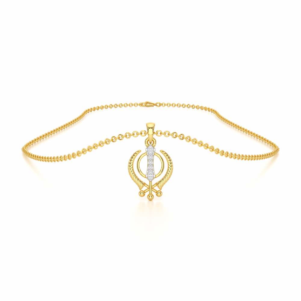 Khalsa Pure Silver Pendant - Yellow Gold - Image 3